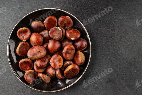 Preview: Edible chestnuts delicious treat tasty snack fresh gourmet food background on table food