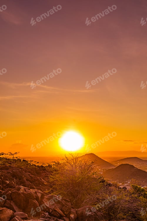 Preview: Kenya East Africa Landscape City Loima Hills Mountains Lodwar Town Turkana County Panoramic Travel
