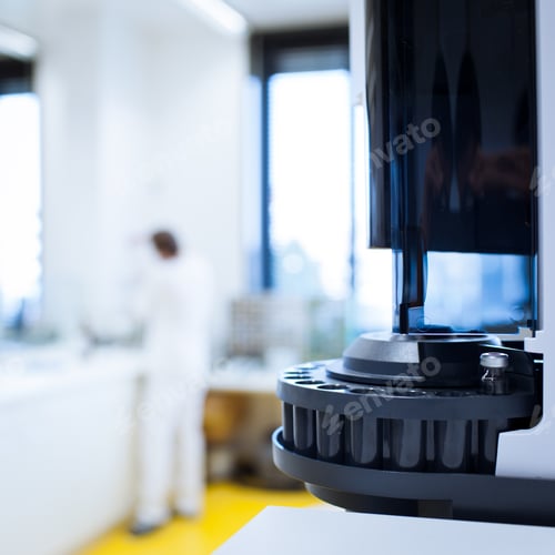 Preview: chemistry lab (shallow DOF; focus on the beakers in the foregrou