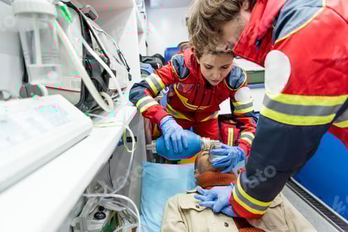 Preview: Paramedics in latex gloves doing cardiopulmonary resuscitation