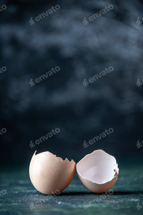 Preview: front view broken egg shell on a dark background food meal breakfast morning color milk bread