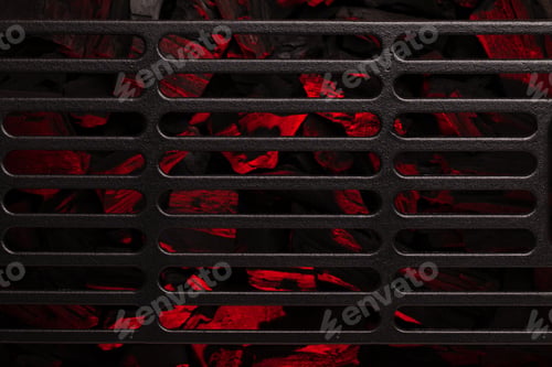 Preview: Metal barbecue grill over hot coal