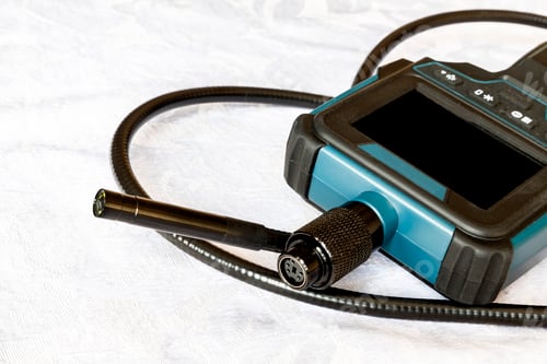 Preview: Endoscope camera on the table. Flexible inspection camera