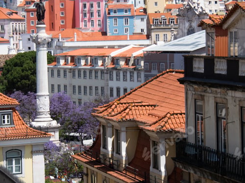 Preview: Aerial view of historical houses with red roofs