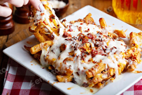 Preview: Cheese fries topped with bacon