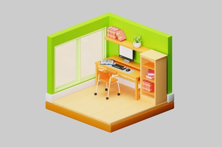 Preview: Isometric study room setup