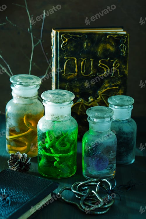 Preview: witch apothecary jars magic potions halloween decoration