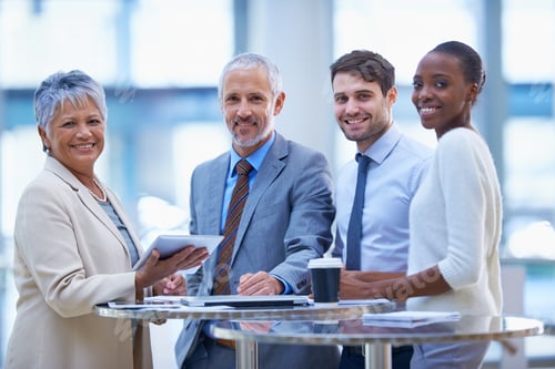 Preview: Our strategy works. Portrait of a group of diverse businesspeople having a meeting at the office.