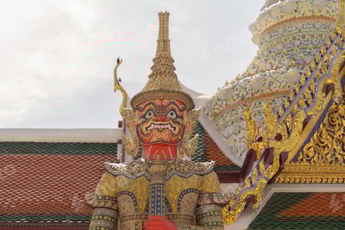 Preview: Golden pagoda at Temple of the Emerald Buddha in Bangkok, Thailand. Wat Phra Kaew and Grand palace
