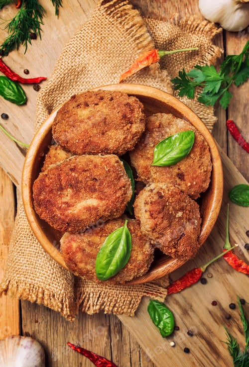 Preview: Homemade pork-beef cutlets or meatballs