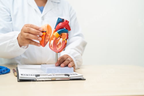 Preview: A female doctor works at desk in hospital,discussing heart diseases such coronary artery disease,