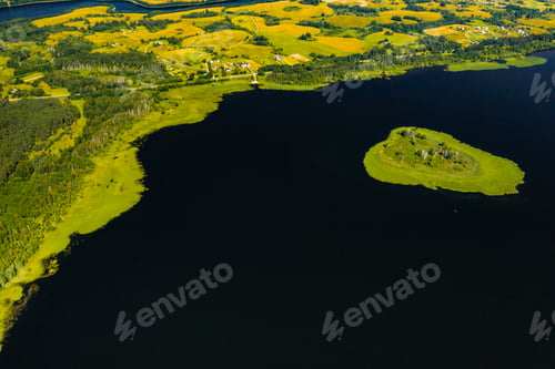 Preview: Top view of lake Drivyaty in the Braslav lakes National Park, the most beautiful lakes in Belarus.An