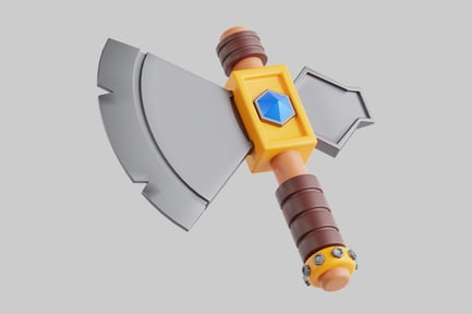Preview: Fantasy battle axe with gem