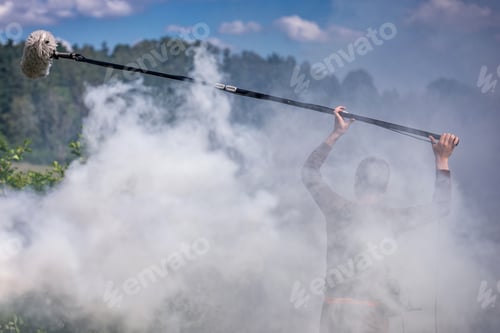 Preview: Film industry. Operator with microphone fire during filming. ❤️ nominated 💔