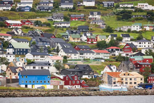 Preview: Picturesque colorful village of Vestmanna in Feroe islands. Denmark