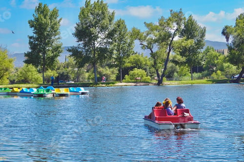 Preview: Peddle boats on the lake.