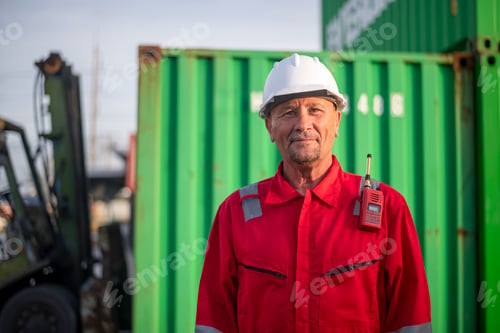Preview: Engineer or dockworker working in the construction container dock yard checking and inspection conta