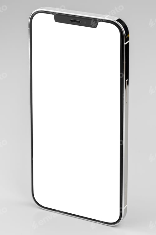Preview: Modern smartphone with white screen on gray background