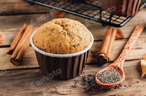 Preview: Delicious Homemade Muffin with Cinnamon and Chia Seeds
