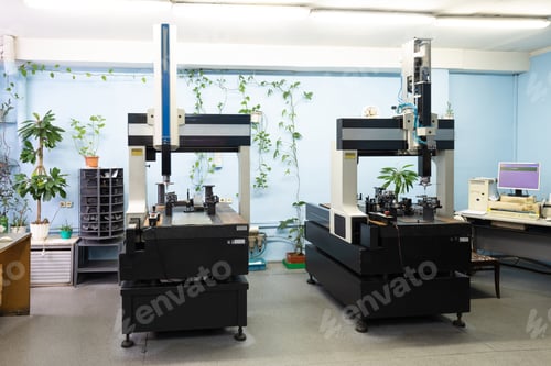 Preview: Photo of modern automatic automobile manufacturing workshop. Car production. Industrial scenery