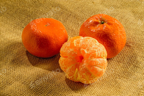 Preview: Tangerines on Burlap Fabric