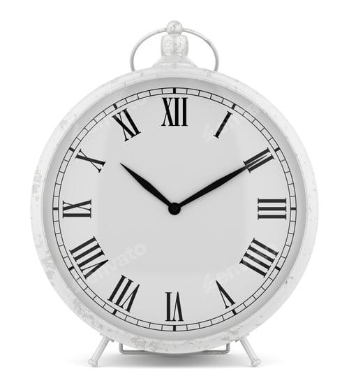 Preview: vintage clock isolated on white background. 3d illustration