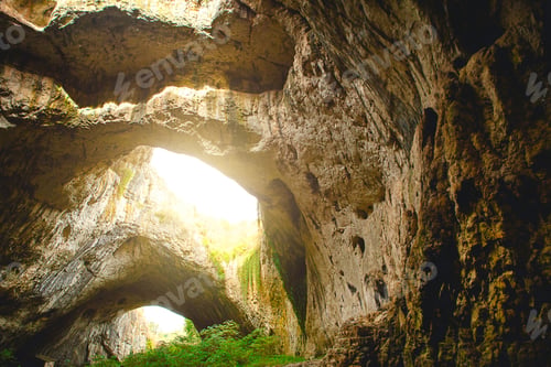Preview: Devetashka cave in Bulgaria - natural attraction. High arches of a huge stone cave