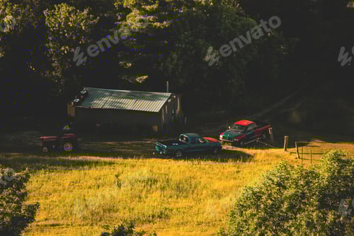 Preview: Vintage Trucks and Tractor in a Golden Field