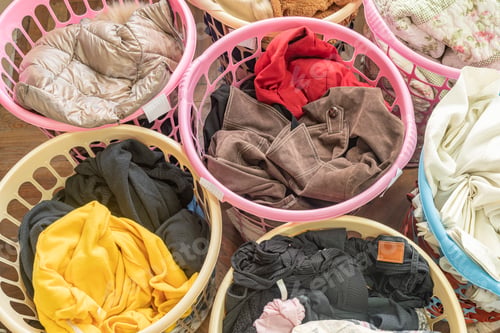Preview: Baskets with clothes from the laundry
