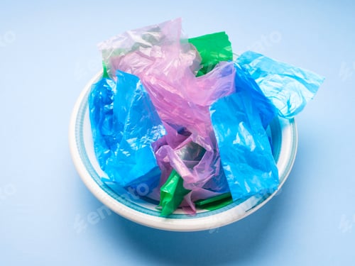 Preview: Colorful pastic bags texture closeup