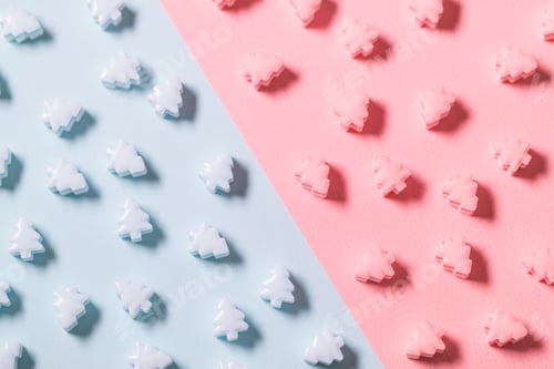 Preview: Christmas tree candy on pink and blue background