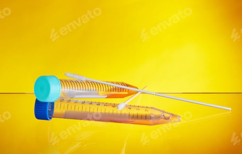Preview: Coronavirus test - with a test tube and swab for a coronavirus sample. COVID-19