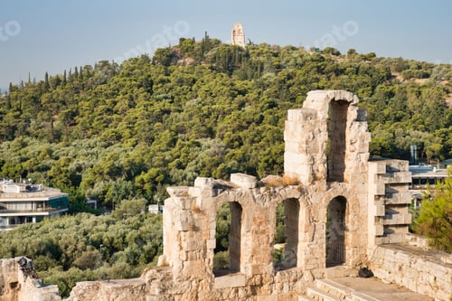 Preview: Scenic view of the Odeon of Herodes Atticus theatre in Athens, Greece, in sunlight