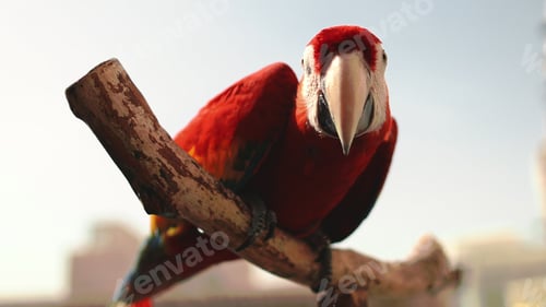 Preview: smart ara parrot close up in exotic bird market