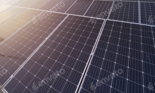 Preview: Solar panels or solar cells. Renewable energy source. Eco technology for electric power in industry.