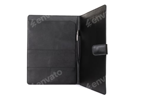 Preview: office leather folder for securities on a white background