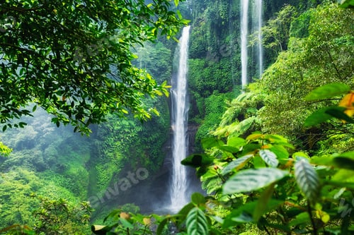 Preview: Sekumpul waterfall, Bali island, Indonesia. Natural tropical landscape at the summer time.