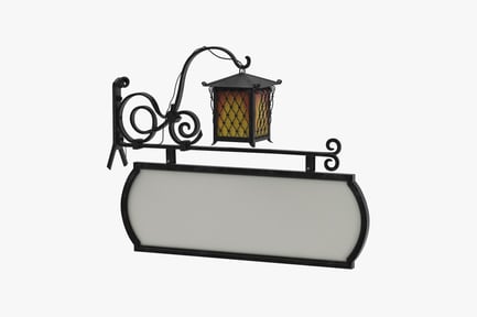 Preview: Ornate Storefront Sign with Illuminated Lantern