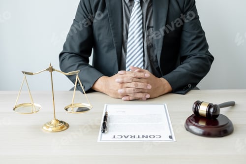 Preview: Professional man lawyers work at a law office There are scales, Scales of justice, judges gavel