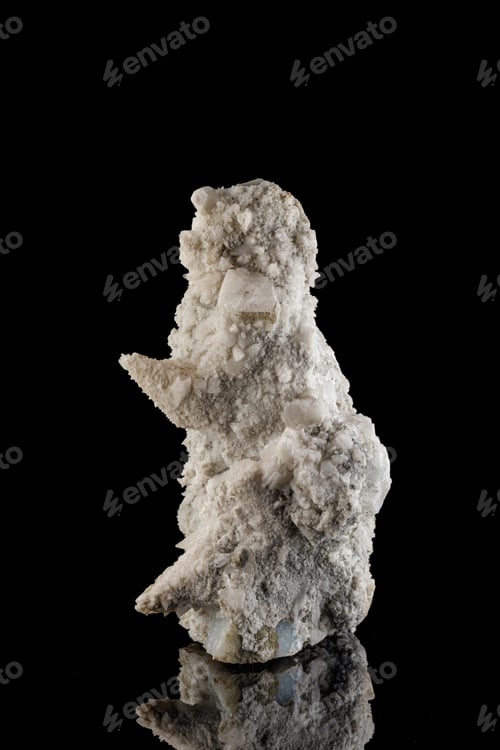 Preview: macro stone mineral Quartz Calcite on a black background
