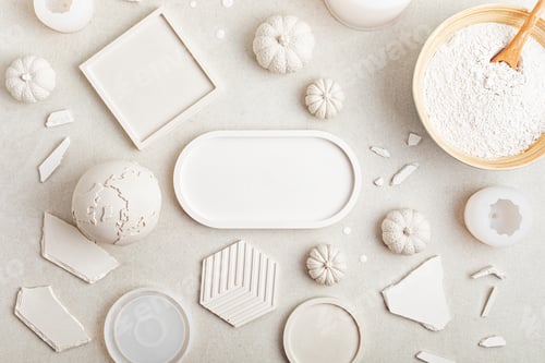Preview: Handmade craft molds, plaster powder and gypsum objects for interior decoration