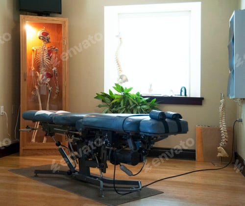 Preview: Care home for seniors, treatment couch and physiotherapy room.
