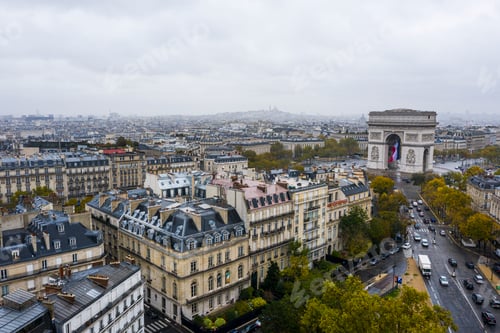 Preview: Aerial view of Arc de Triomphe, Paris