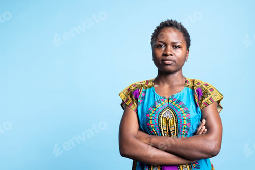 Preview: Portrait of young ethnic woman dressed in traditional clothing
