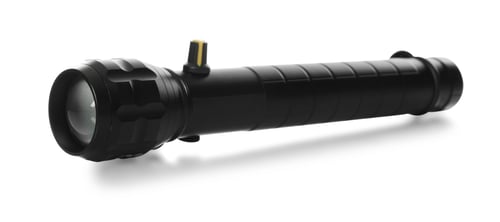 Preview: One modern black flashlight isolated on white