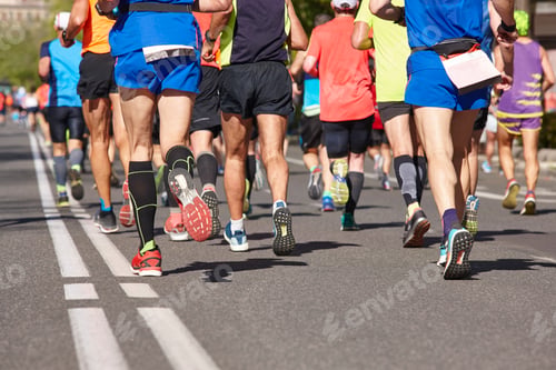 Preview: Marathon runners on the street. Healthy lifestyle. Athletes