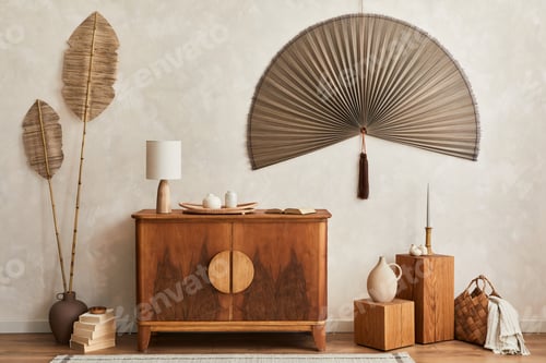 Preview: Japandi concept of living room interior