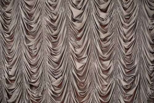 Preview: Gray Fabric Drapes with Decorative Stitching