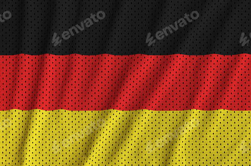 Preview: Germany flag printed on a polyester nylon sportswear mesh fabric with some folds