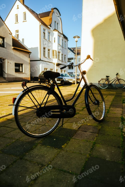 Preview: Bicycle bike on a city street in Europe. Outdoor activities